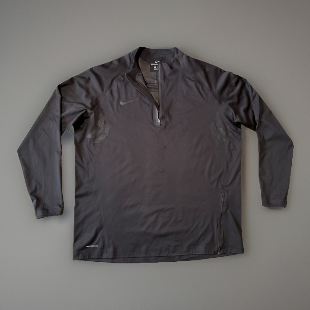 Nike Aeroshield 1/4 Zip Long Sleeve Shirt Jacket Lightweight Black Mens Sixe 2XL